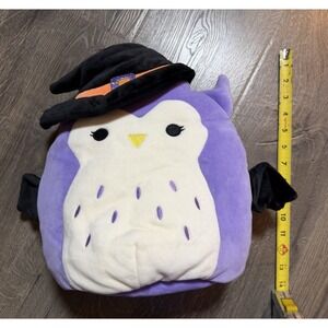 Squishmallow Plush Treat Bag 13" Holly the Owl with Witch Hat Bat Wings Purple